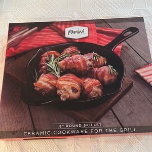 PARINI 8” ROUND CERAMIC SKILLET FOR GRILL OR OVEN—BRAND NEW